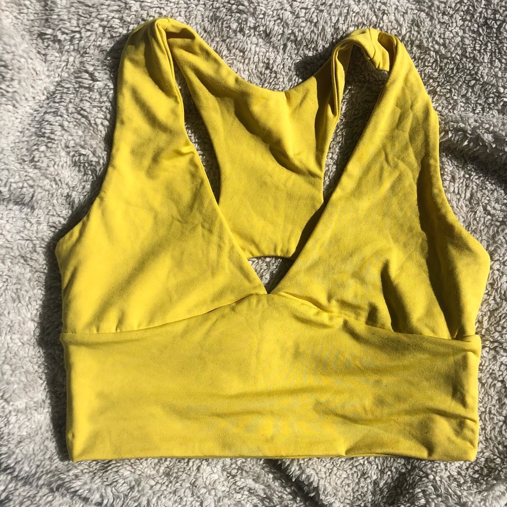 Yellow crop bra top S